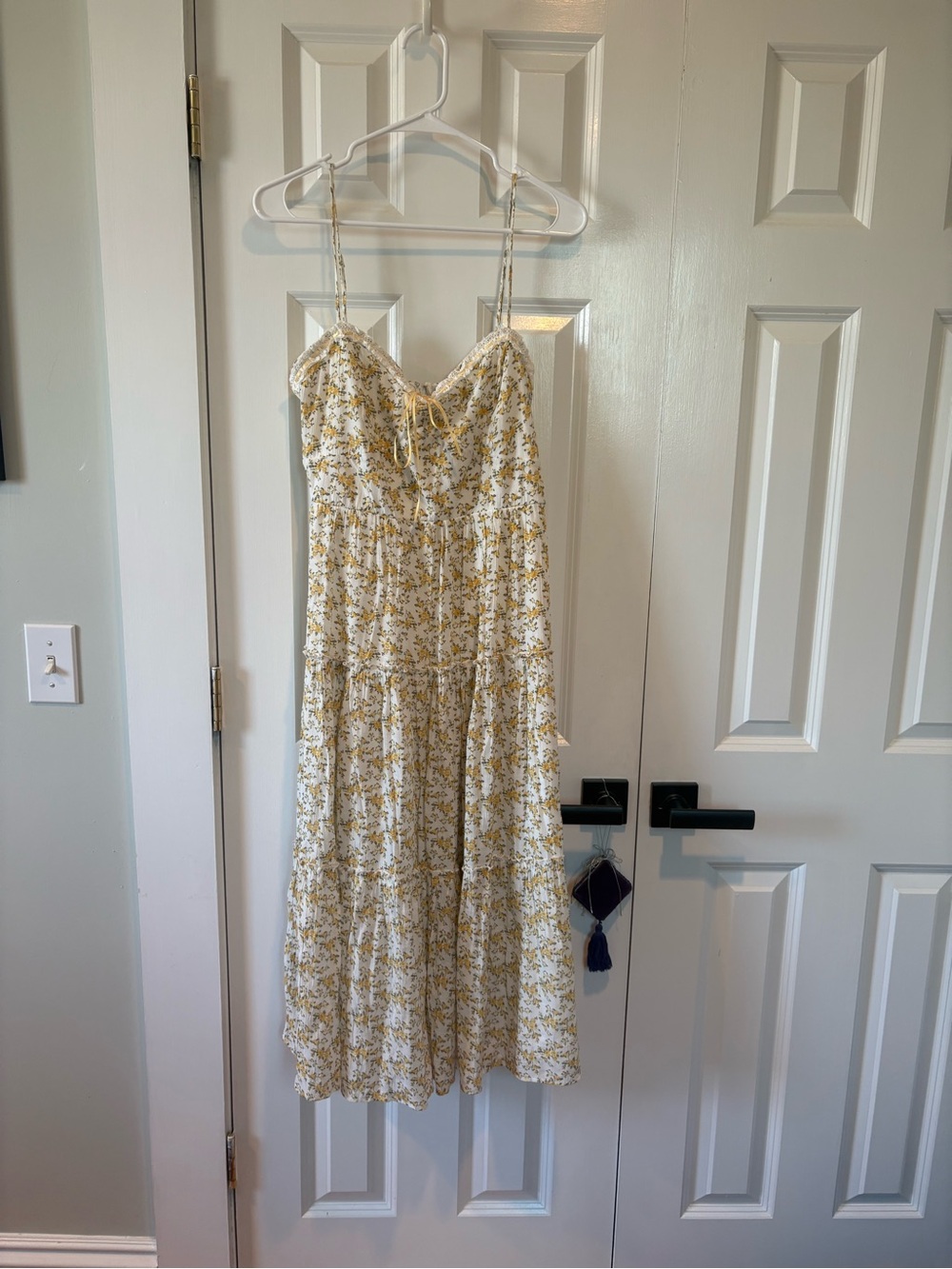 Trixxi Yellow Floral Midi Sundress with Adjustable Spaghetti Straps